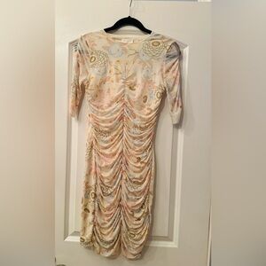 Floral Ruched Cream Dress